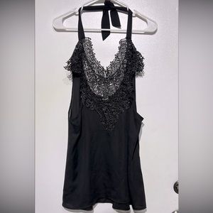 medium lace neck blouse tank with shoulder ties